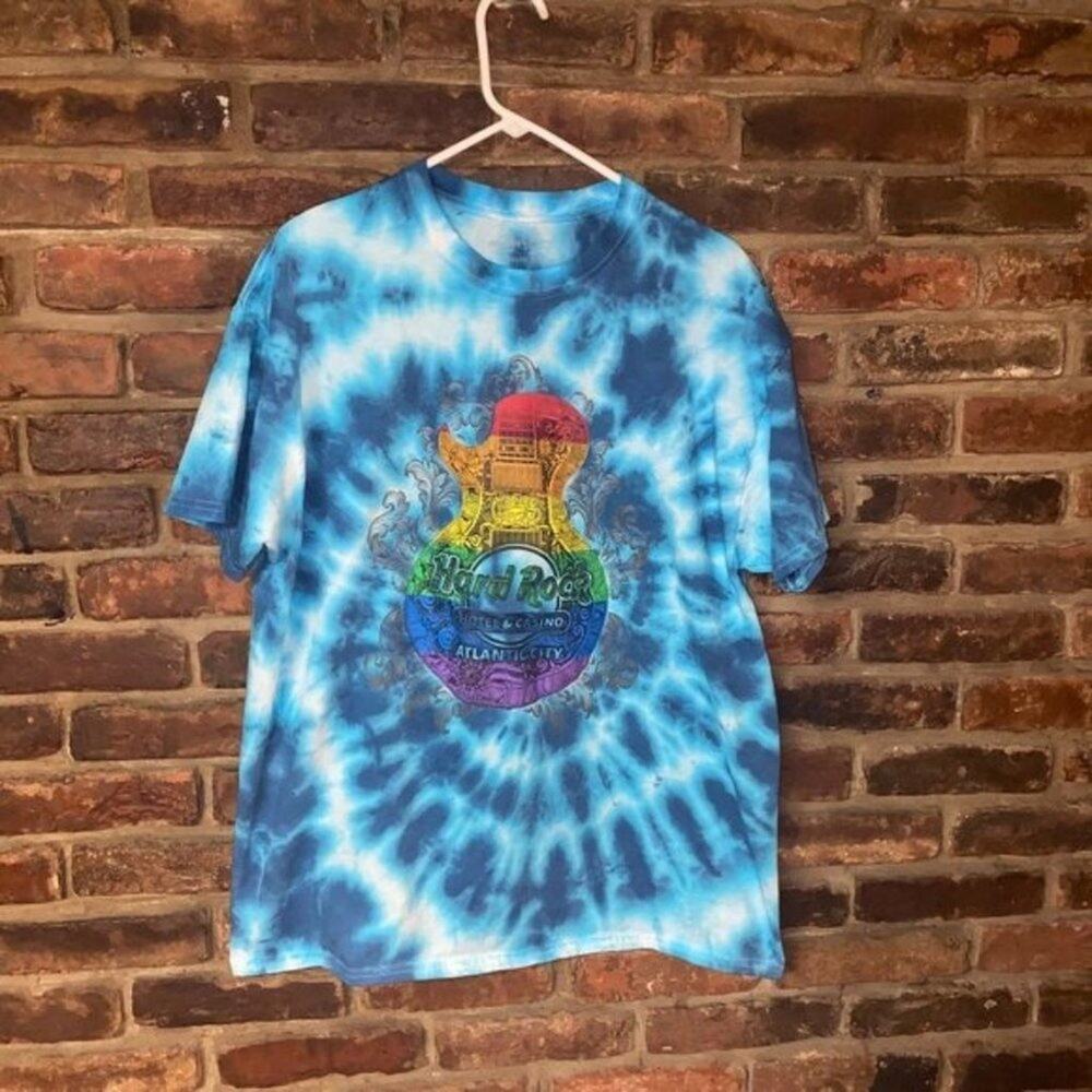 Hard Rock Custom Blue Tie Dye Graphic T-Shirt XL
